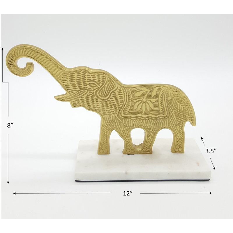 Dellrey Decor Gold  Embossed Elephant Sculpture