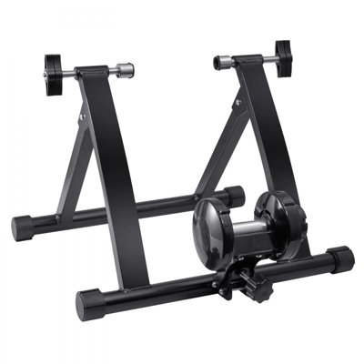 Bike Trainer Stand, Magnetic Stationary Bike Stand for 26"-29" Wheels, Low Noise Motor, Protable Folding Bicycle Trainer for Indoor Riding Exercise, with Quick-Release Lever & Front Wheel Riser