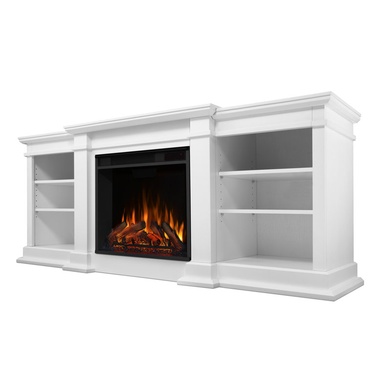 Fresno TV Stand with Fireplace, White
