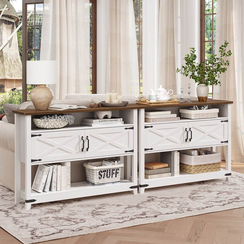 Chaseburg Console Table Farmhouse Entryway Table with 2 Cabinets