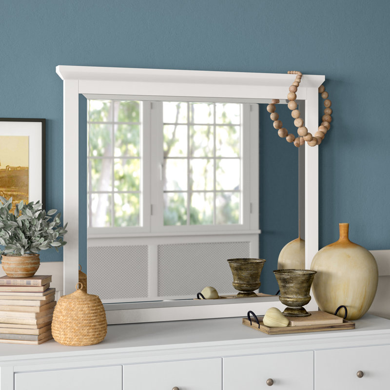 Commode / miroir biseauté traditionnel Mowgli, Blanc