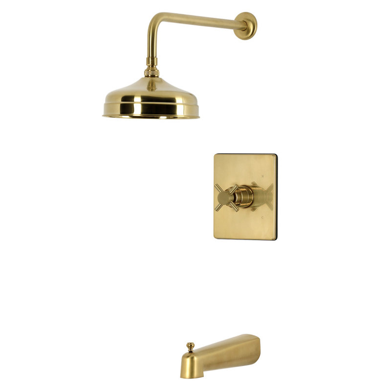 Kingston Brass Concord Single-Handle Pressure Balanced Tub and Shower Faucet, Brushed Brass