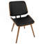 Chaise de salle à manger Lombardi Mid-Century moderne en noyer avec similicuir noir par Lumisource
