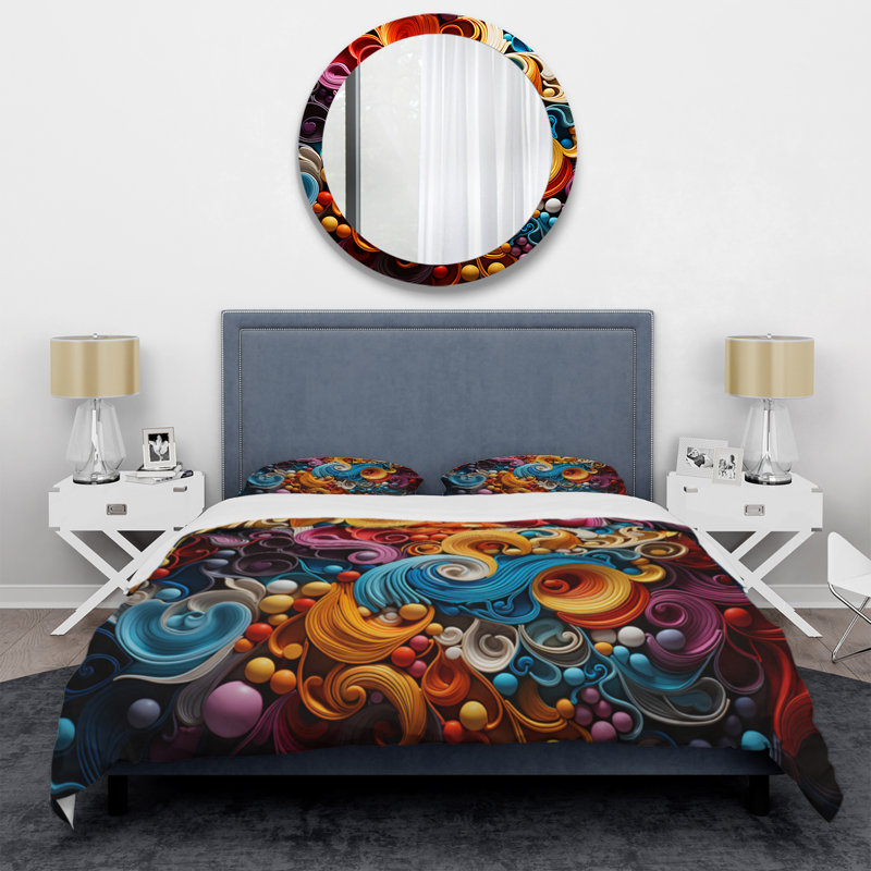 Ensemble de housse de couette en microfibre / polyester Opt Art Vibrant Illusions I Bedding
