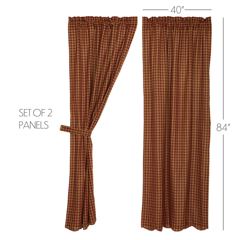 Addie 100% Cotton Room Darkening Pair, 40" W x 84" L, Burgundy