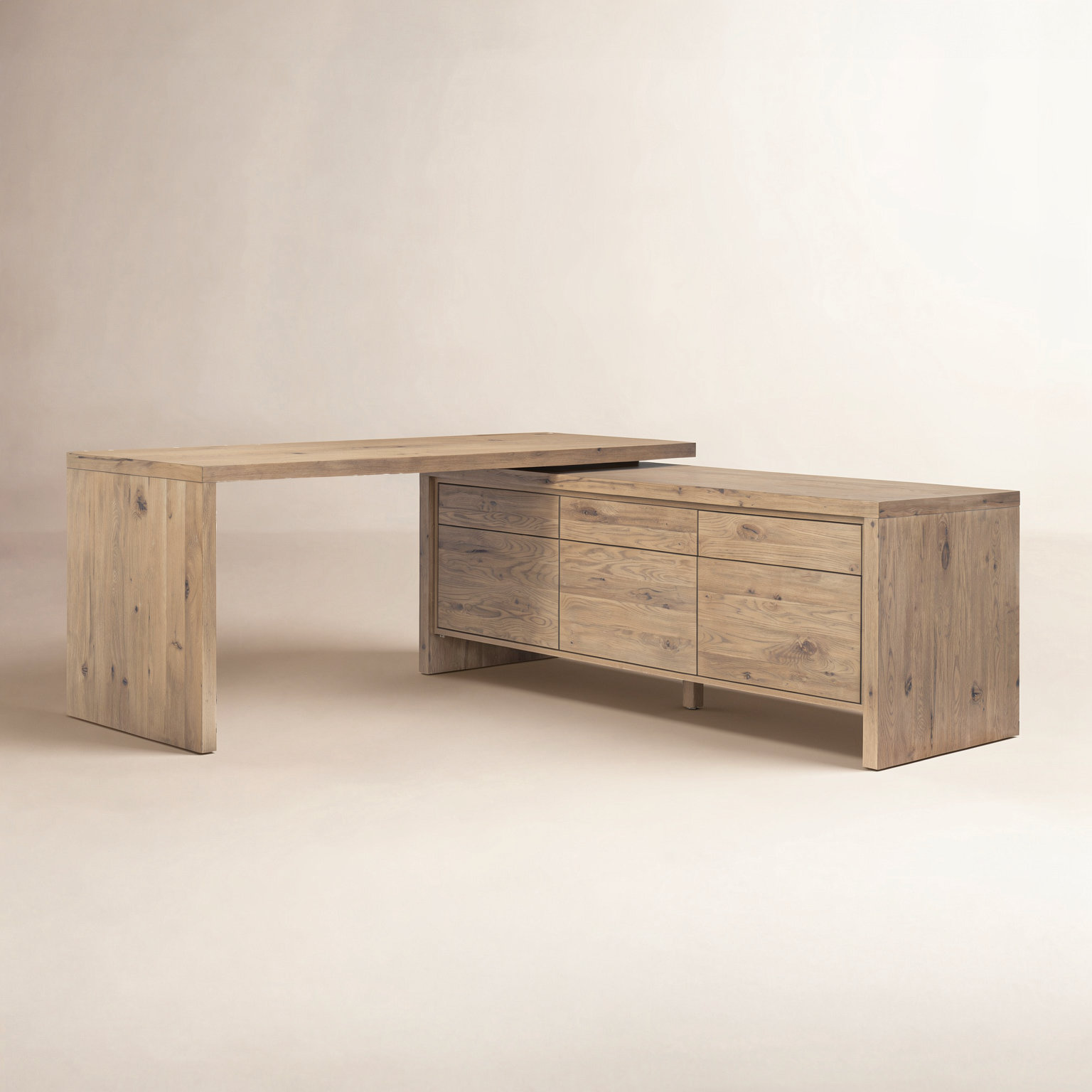 Noah Rotating Desk-Aged Smoked Oak, Aged Smoked Oak, Left Rotation