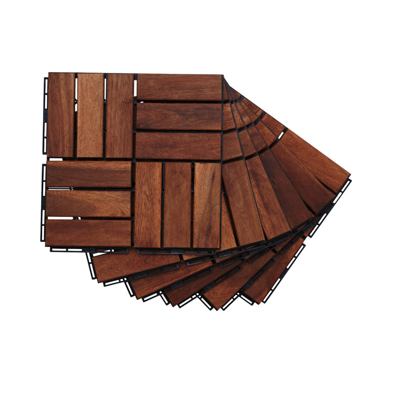 Interlocking Deck Tiles Striped Pattern, Walnut