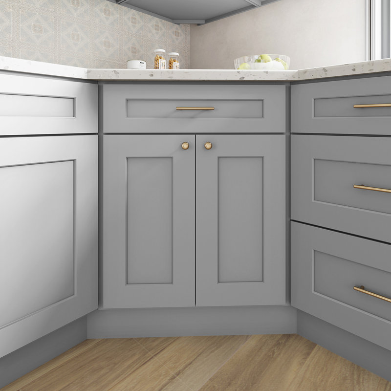 Corner Sink Base Cabinet, Gray