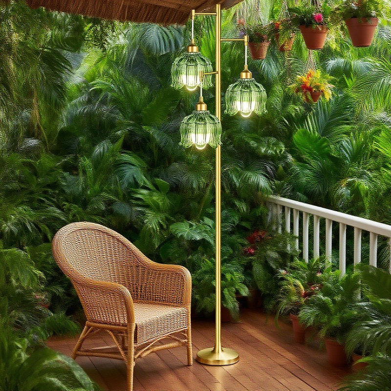 Modern Mid Century Tree Floor Lamp With 3 Adjustable Green Glass Shades, 68 Inch Tall Standing Light For Living Room, Bedroom, Office Reading, Bulbs Included