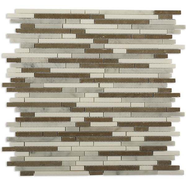 Windsor Random Sized Natural Stone/Glass Linear Mosaic Wall & Floor Use Tile