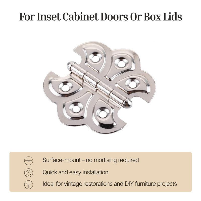 Charnières d'armoire papillon de 2 1/4 po de largeur x 2 po | Paquet de 2, Nickel