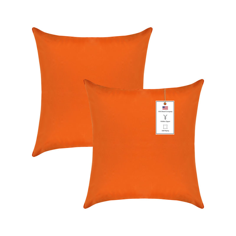 Housse de coussin intérieur / extérieur en polyester Bedding, Orange brûlé, H 22 po x l 22 po
