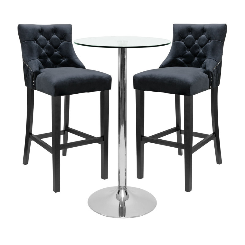 Geremia Glass Dining Set, Black