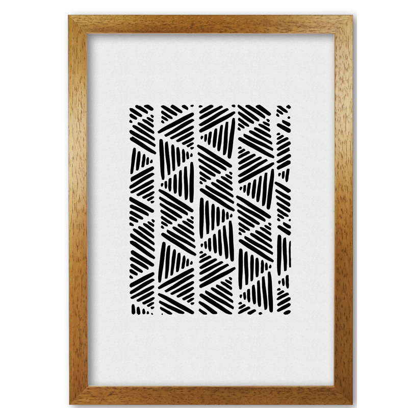 Black And White Abstract I - Print, Honey Oak Frame, 85 cm H x 60 cm W x 5 cm D