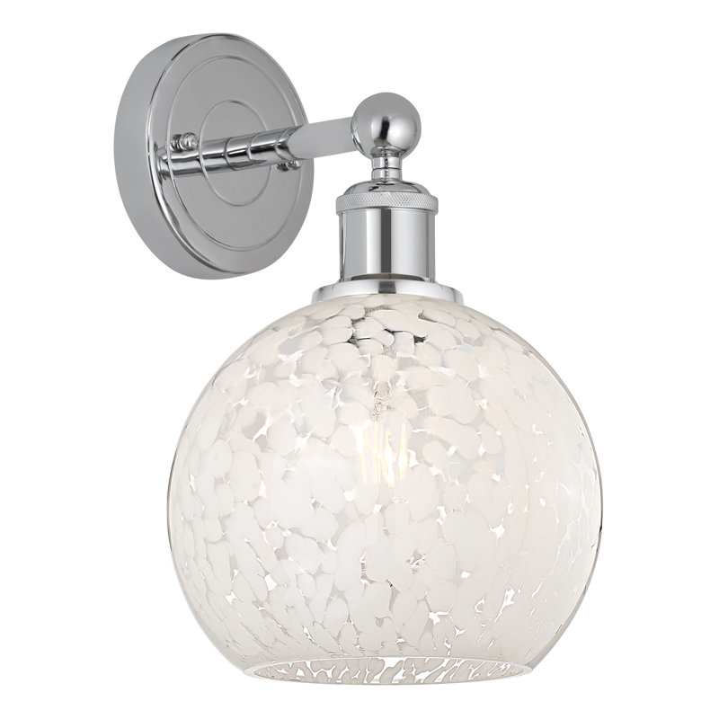 Berdena Steel Armed Sconce, 12.25" H x 8" W x 8.5" D, Polished Chrome