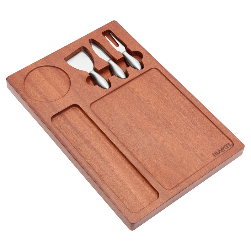 Ruvati LedgeFit Charcuterie Cheese Board Serving Tray Workstation Accessory on Sink Mahogany Wood