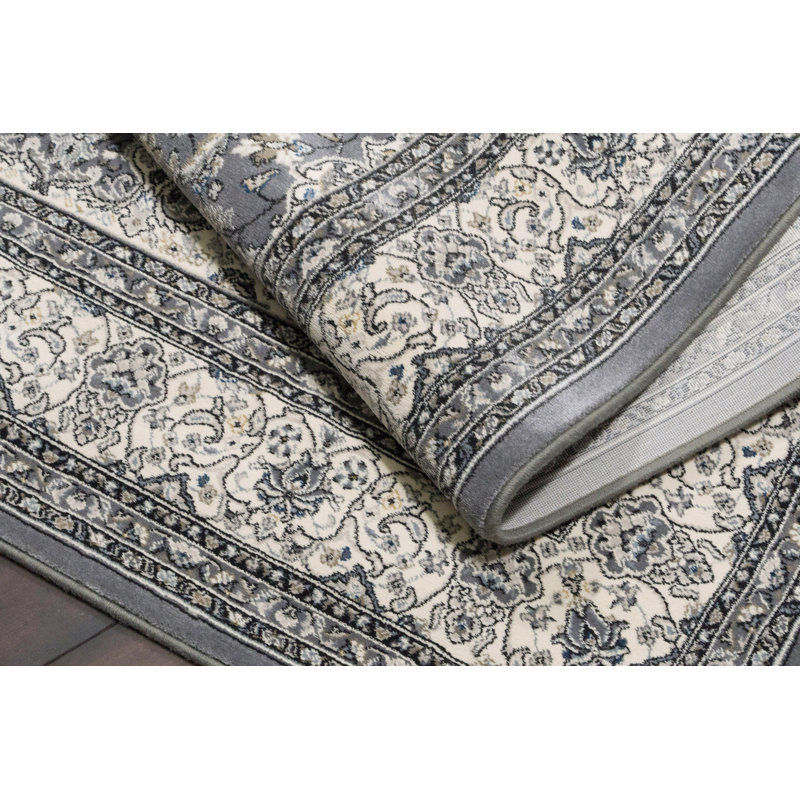 Tapis oriental gris / crème Attell, Rectangle 7 pi 10 po x 11 pi 2 po