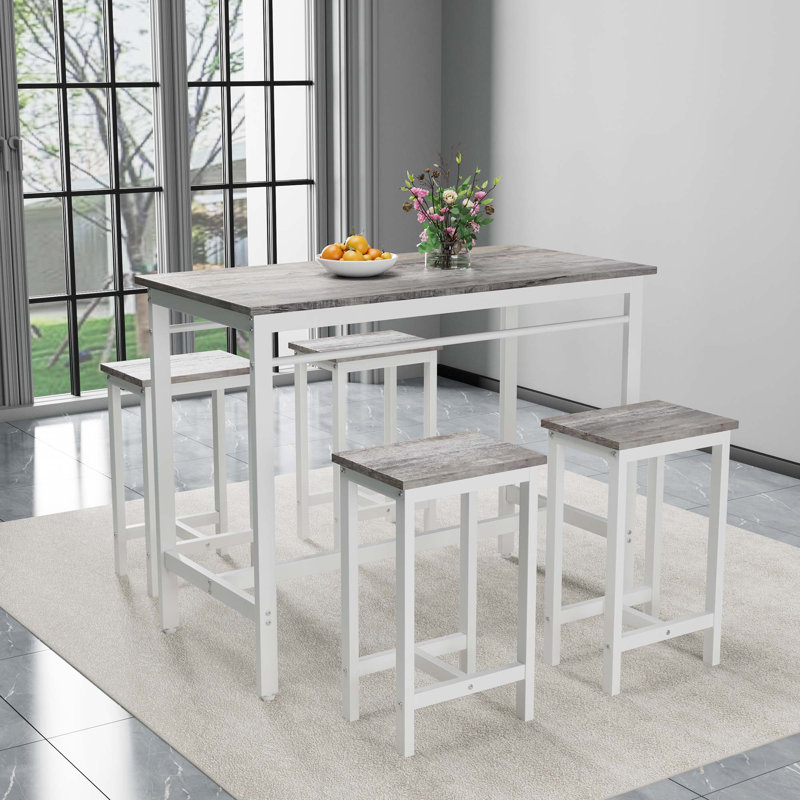 Ensemble de table de cuisine 5 pièces avec 5 tabourets de bar 5 pièces