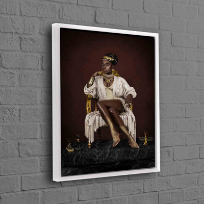 Abstract Canvas Art Featuring A Queen On Her Throne With Shimmering Luxury Details For Modern Home Decor