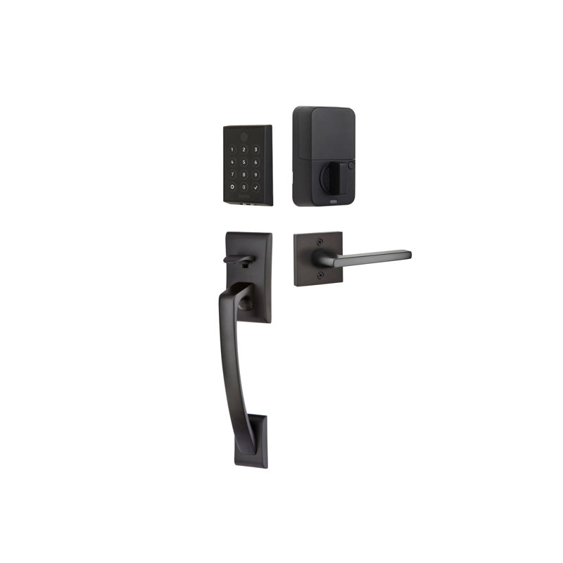 Ensemble de 2 entrées tactiles Emtek EMPowered avec poignée Ares et levier Helios, sans clé avec Wi-Fi et Bluetooth