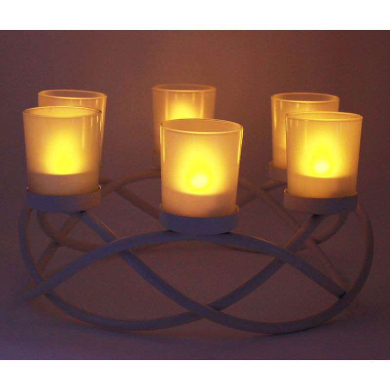 Centre de table avec porte-bougie ronde, Blanc