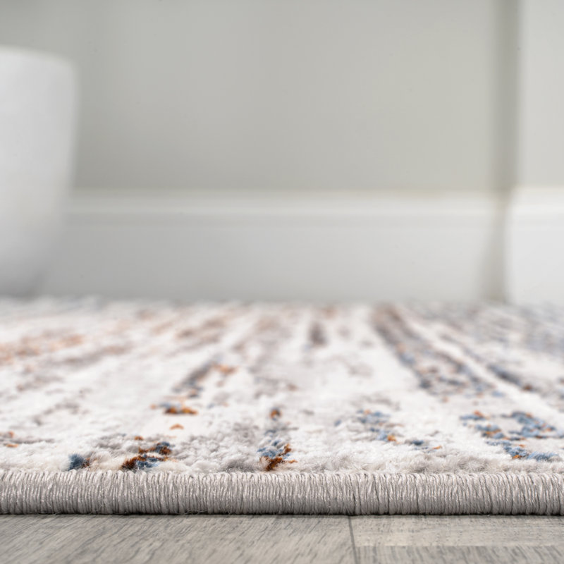 Whitbyston Loom Modern Strie' Gray/Blue/Orange Rug, Rectangle 7'9" x 10'