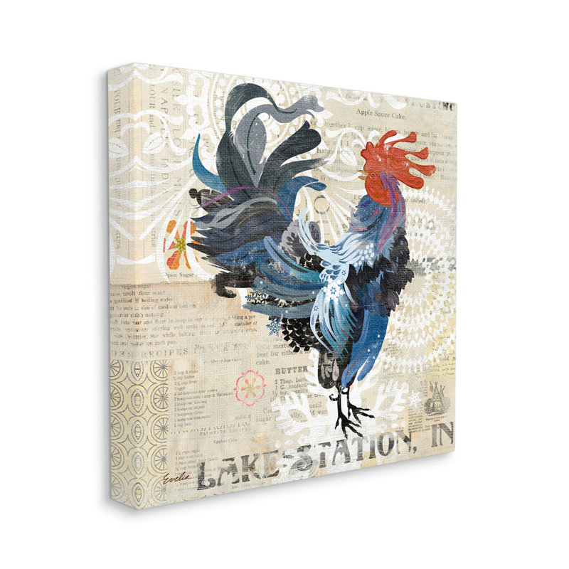 «Retro Rooster Farmhouse Kitchen», impression sur toile tendue, H 17 po x l 17 po x P 1,5 po