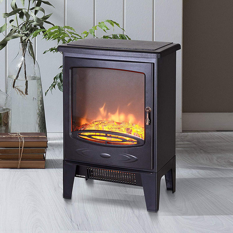 Abbottsmoor Three Posts 39cm W Black Electric Fireplace with 6308.5 BTU