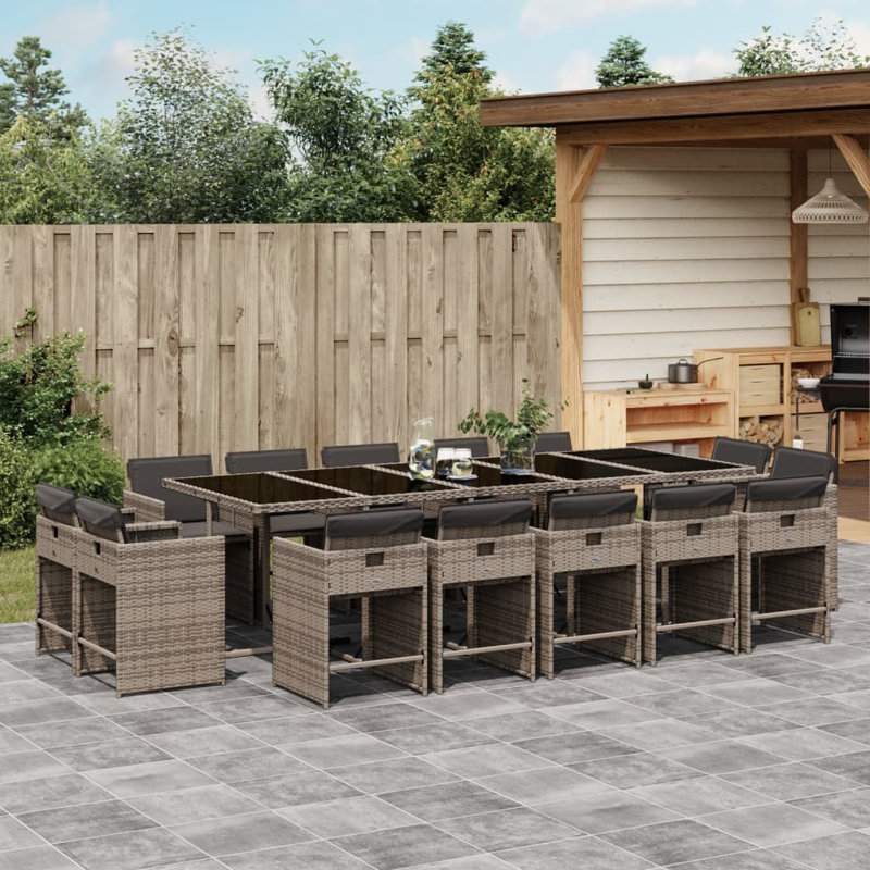  Ensemble de 14 chaises de patio, Gris, Gris foncé