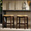 31 po Tabouret de bar H en bois avec siège en similicuir gris, 1 pièce-1826524430