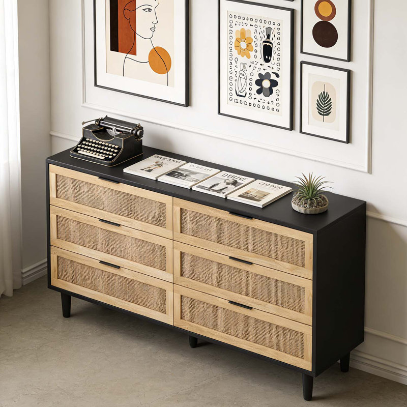 Armoire de rangement, H 29,53 po x l 59,06 po x P 15,75 po, Noir, naturel