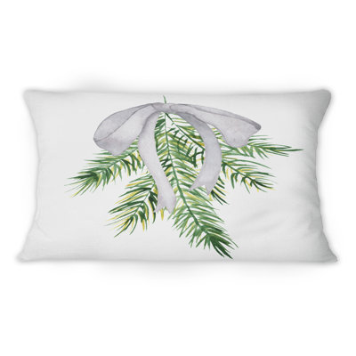 Bouquet de Noël floral avec branches de coton et V - Coussin décoratif traditionnel imprimé 1