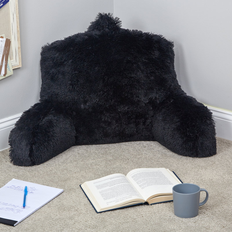  Shaggy Backrest Pillow, Black