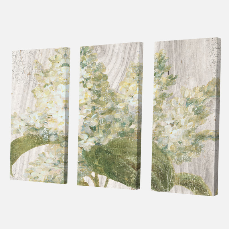 «Cabin & Lodge Gouache Green Flower II», ensemble de 3 reproductions d'art sur toile tendue, H 28 po x l 36 po x P 1 po