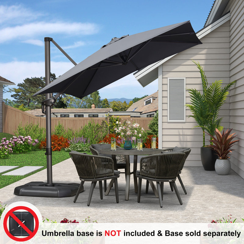 Parasol carré en porte-à-faux 8 pi Anquanette, Bleu turquoise