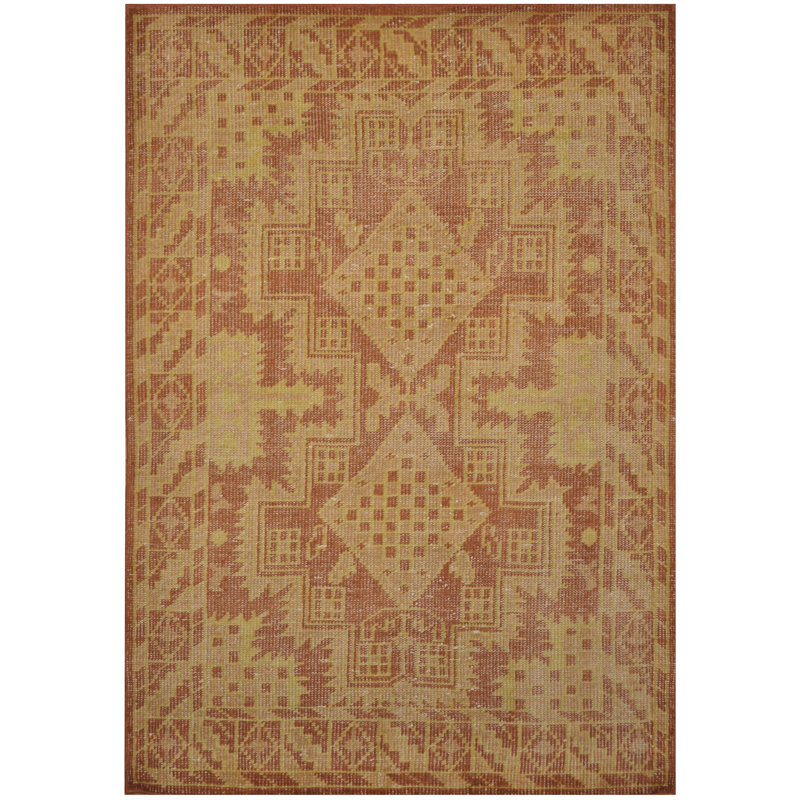 Tapis unique brun clair en laine noué à la main 4 pi 6 po x 6 pi 6 po Lues