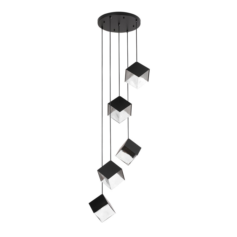 5-light Cube Cluster Multi Pendant Lamp, Matte Black