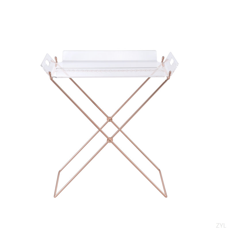 Clear Acrylic & Copper Finish Tray Table