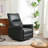 Black Manual Rocking Recliner Chair,360°Swivel Nursery Rocking Chair,Glider Chair,Modern Small Rocking Swivel Recliner Chair for Bedroom,Living Room Chair Home Theater Seating,Side Pocket(Black PU)