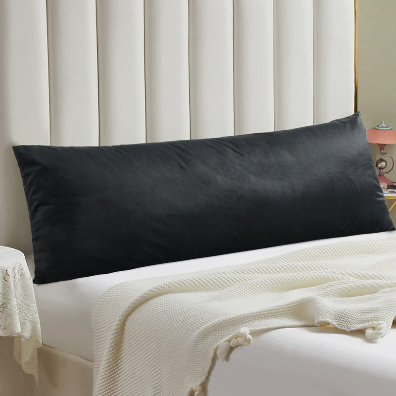 Full Body Pillow With Velvet Cover Supportive Body Pillow For Sleeping, Black