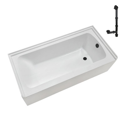 Streamline 66 in. x 32 in. Acrylic Right-Hand Drain Alcove Bathtub in Glossy White With External Drain