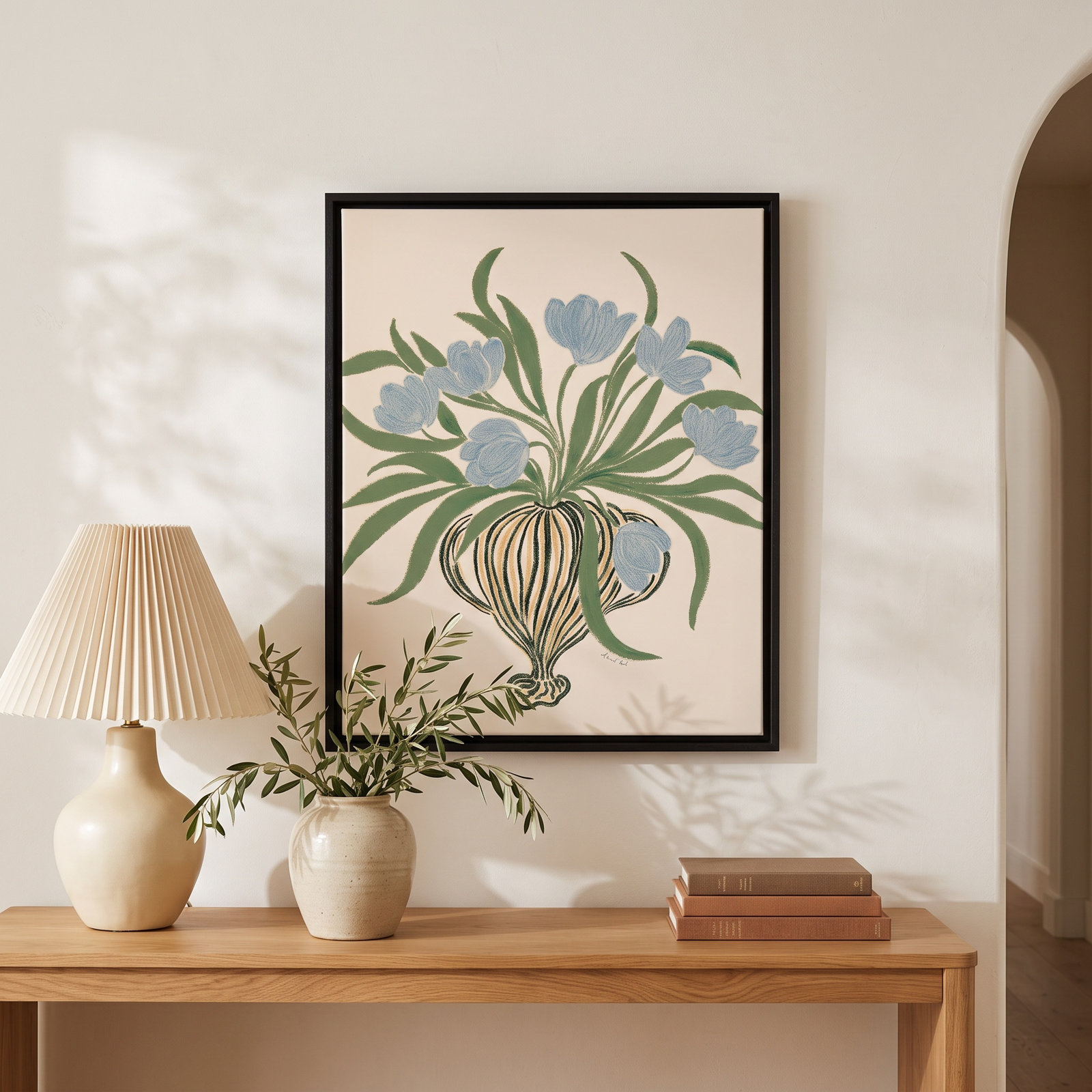Colette "La Poire Blue Tulips" Print, 61.5" H x 41.5" W, Gold