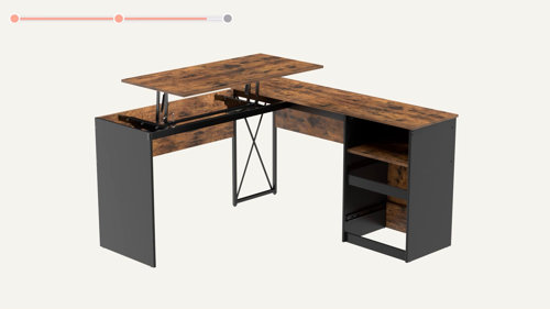 Labelle 55 W Writing Study Computer Table Workstation with Keyboard Tray Steelside Color (Top/Frame): Retro Gray Oak-Dark