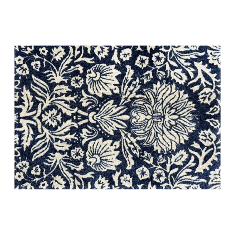 Petit tapis lavable bleu bleuet, Bleu; brun clair, L 28 po x L 20 po