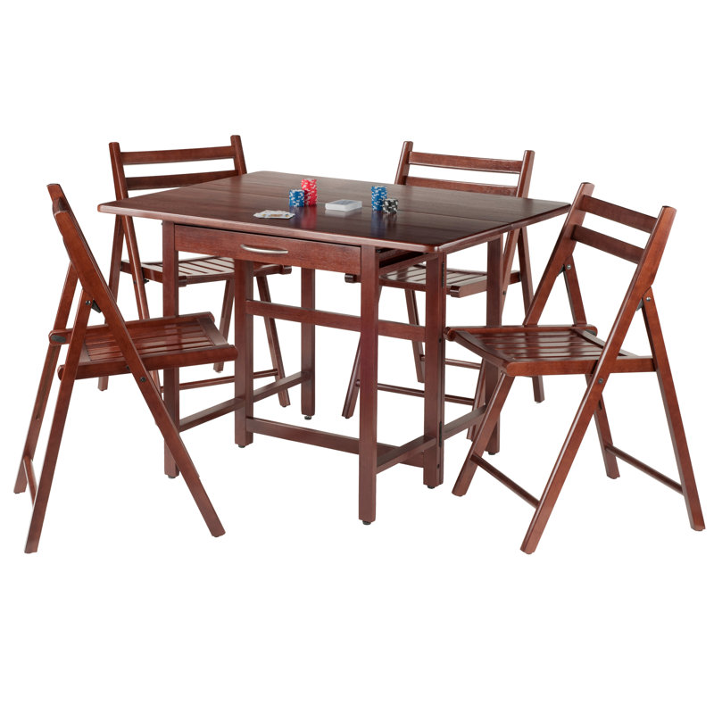 Catania Delisca 5 - Piece Drop Leaf Beech Solid Wood Dining Set