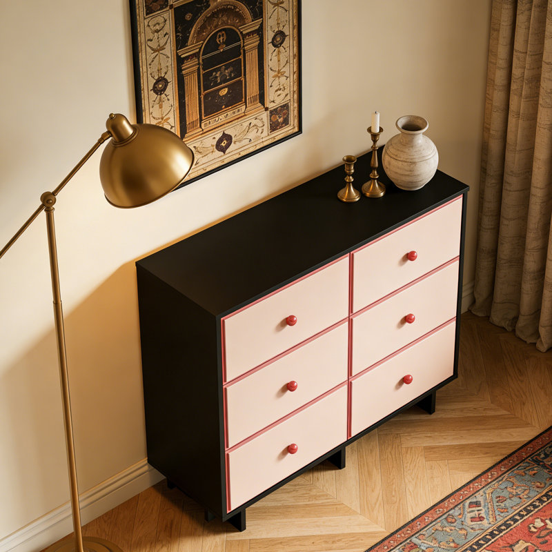 Commode d'appoint style rétro français, Rose
