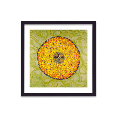 Cellular Beauty Art 7 Yellow on Green 1 Piece Single Picture Frame Wall Art
