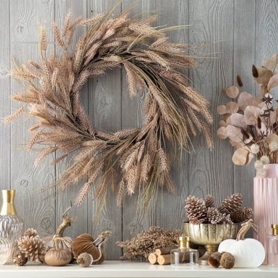 Faux Wheat Silk 26'' Wreath