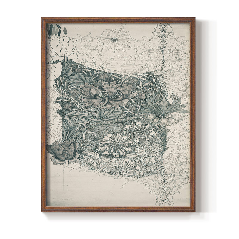 Impression abstraite vintage encadrée Cxxxii - bois massif, H 30 po x l 24 po, Noyer