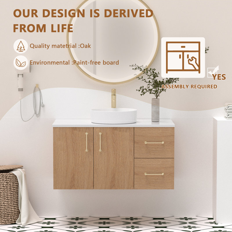 Meuble-lavabo flottant simple 36 po avec lavabo